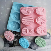 Materiale sănătoase Formă pentru săpun din silicon Honey Bee Formă din silicon 6 Forme Handmade Fabricare săpun Forme ovale 3D DIY Artizanat Săpun