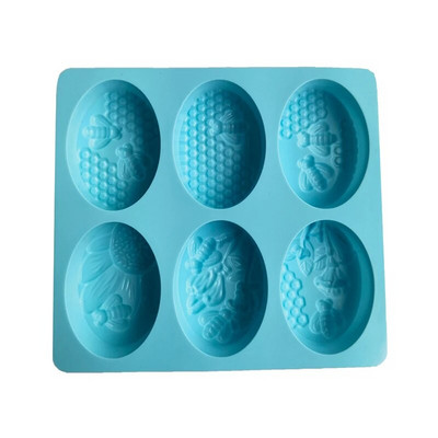 Materiale sănătoase Formă pentru săpun din silicon Honey Bee Formă din silicon 6 Forme Handmade Fabricare săpun Forme ovale 3D DIY Artizanat Săpun