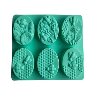 Materiale sănătoase Formă pentru săpun din silicon Honey Bee Formă din silicon 6 Forme Handmade Fabricare săpun Forme ovale 3D DIY Artizanat Săpun