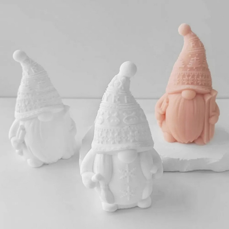 Pīt Ziemassvētku vecīša silikona sveču veidne liela bārda punduris ziepju sveķu veidne DIY šokolādes kūkas dekors Ziemassvētku gleznošana ģipša dāvanas