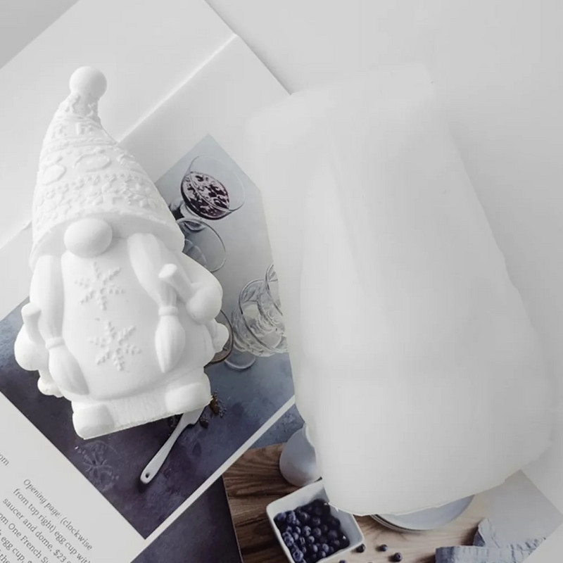 Pīt Ziemassvētku vecīša silikona sveču veidne liela bārda punduris ziepju sveķu veidne DIY šokolādes kūkas dekors Ziemassvētku gleznošana ģipša dāvanas