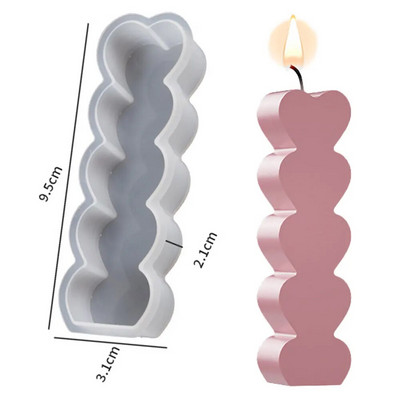 Egymásra rakható szív gyertya szilikon forma napraforgó lóhere szappangyanta gipsz készítés Valentin napi szerelmes torta dekoráció csokoládé ajándék