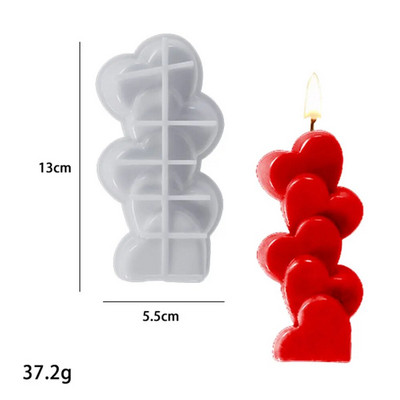 Egymásra rakható szív gyertya szilikon forma napraforgó lóhere szappangyanta gipsz készítés Valentin napi szerelmes torta dekoráció csokoládé ajándék