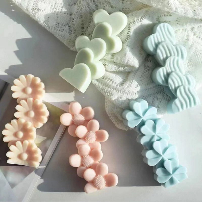 Egymásra rakható szív gyertya szilikon forma napraforgó lóhere szappangyanta gipsz készítés Valentin napi szerelmes torta dekoráció csokoládé ajándék