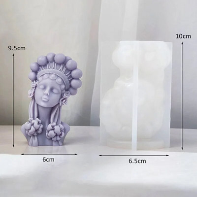 Ķīniešu Pekinas Opera Sieviešu sveces silikona veidne DIY Art Craft Cilvēka portrets ģipša aromātiskā sveces veidne ar rokām darināta dāvana
