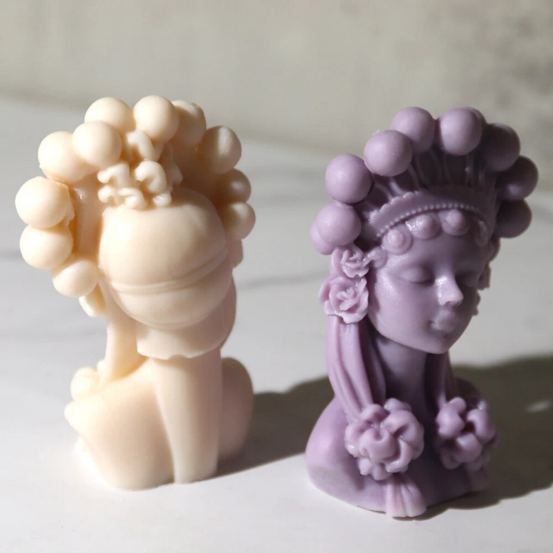 Ķīniešu Pekinas Opera Sieviešu sveces silikona veidne DIY Art Craft Cilvēka portrets ģipša aromātiskā sveces veidne ar rokām darināta dāvana