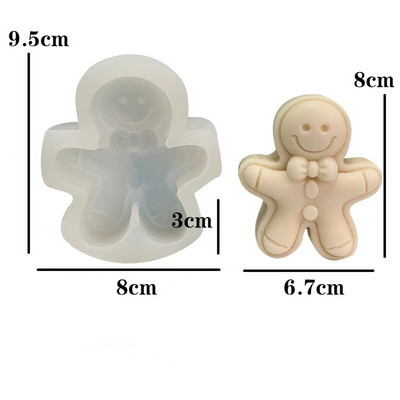 Smiley sejas piparkūku vīrs Silikona sveces veidne Ar rokām gatavotas ziepes ģipša sveķu amatniecība Padarīt Ziemassvētku DIY šokolādes kūkas cepšanas veidni