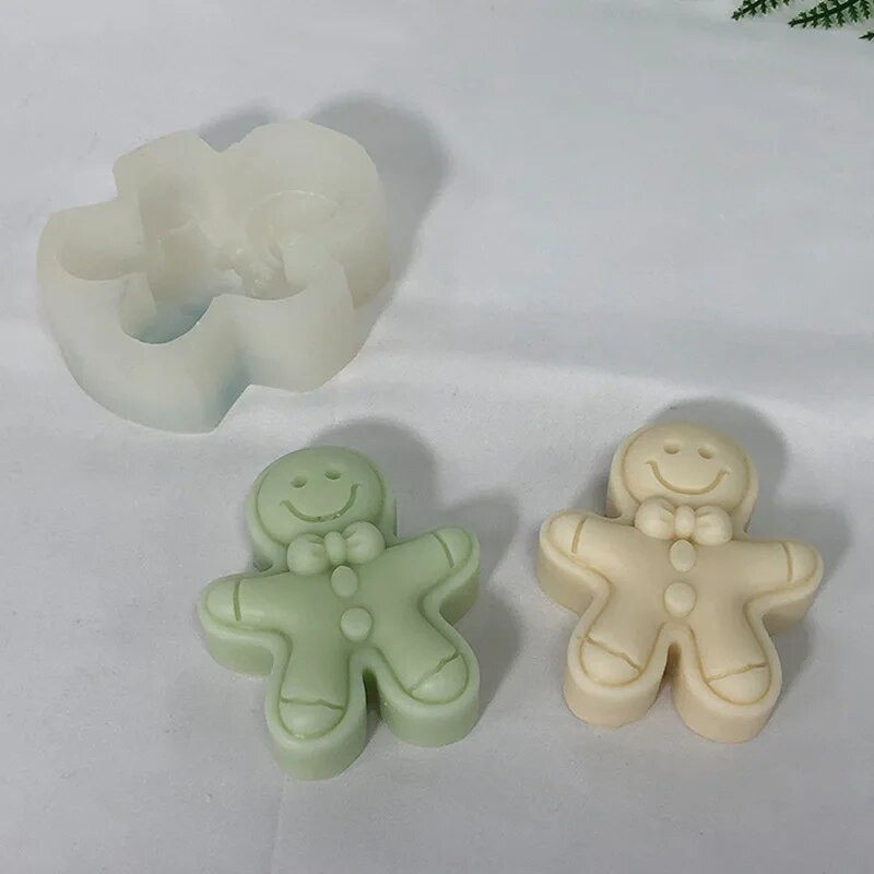 Smiley sejas piparkūku vīrs Silikona sveces veidne Ar rokām gatavotas ziepes ģipša sveķu amatniecība Padarīt Ziemassvētku DIY šokolādes kūkas cepšanas veidni