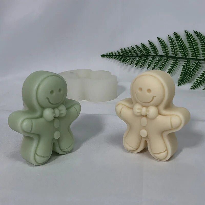 Smiley sejas piparkūku vīrs Silikona sveces veidne Ar rokām gatavotas ziepes ģipša sveķu amatniecība Padarīt Ziemassvētku DIY šokolādes kūkas cepšanas veidni