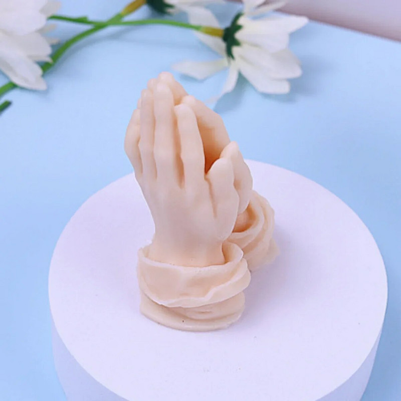 Salocīts lūgšanas žests Silikona sveces veidne Budas krelles roku ģipša ziepju sveķu veidne DIY šokolādes kūkas gatavošana mājas dekora dāvana
