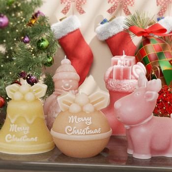 Коледна серия Силиконова форма за свещи Коледен чорап Камбанка Снежен човек Елк Дядо Коледа Гипсова смола Сапунена форма Подарък за домашен декор