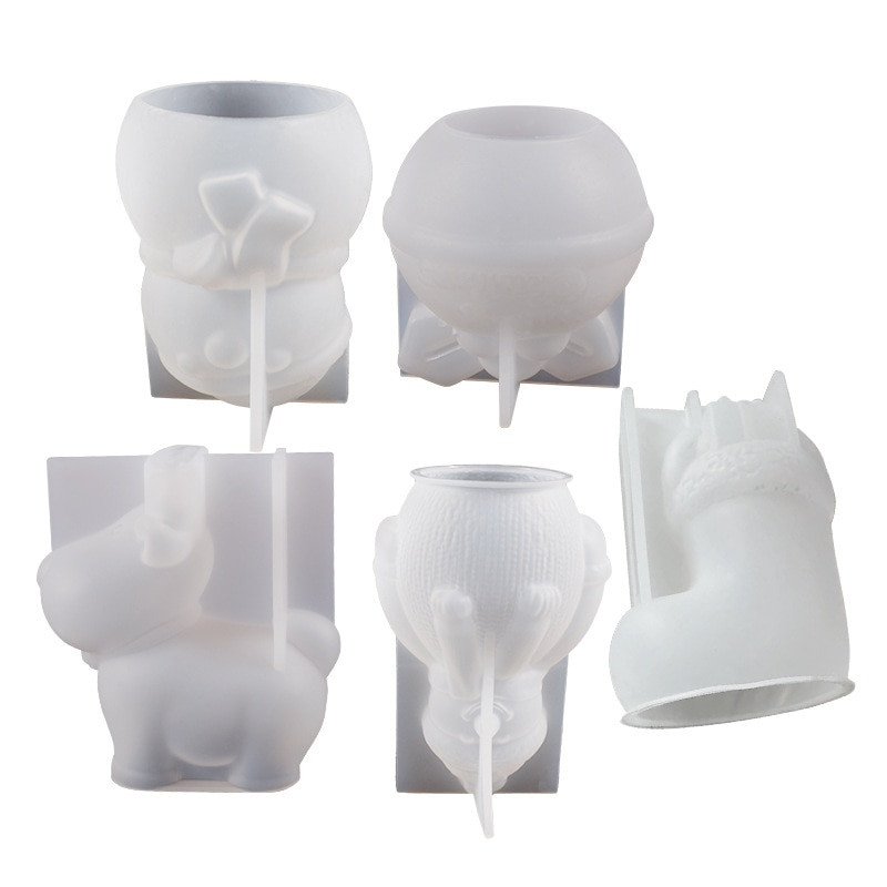 Kalėdų serijos silikoninės žvakės formos Kalėdų kojinių varpelis Sniego senelis Briedis Kalėdų Senelis Gipso dervos muilo formos namų dekoro dovana