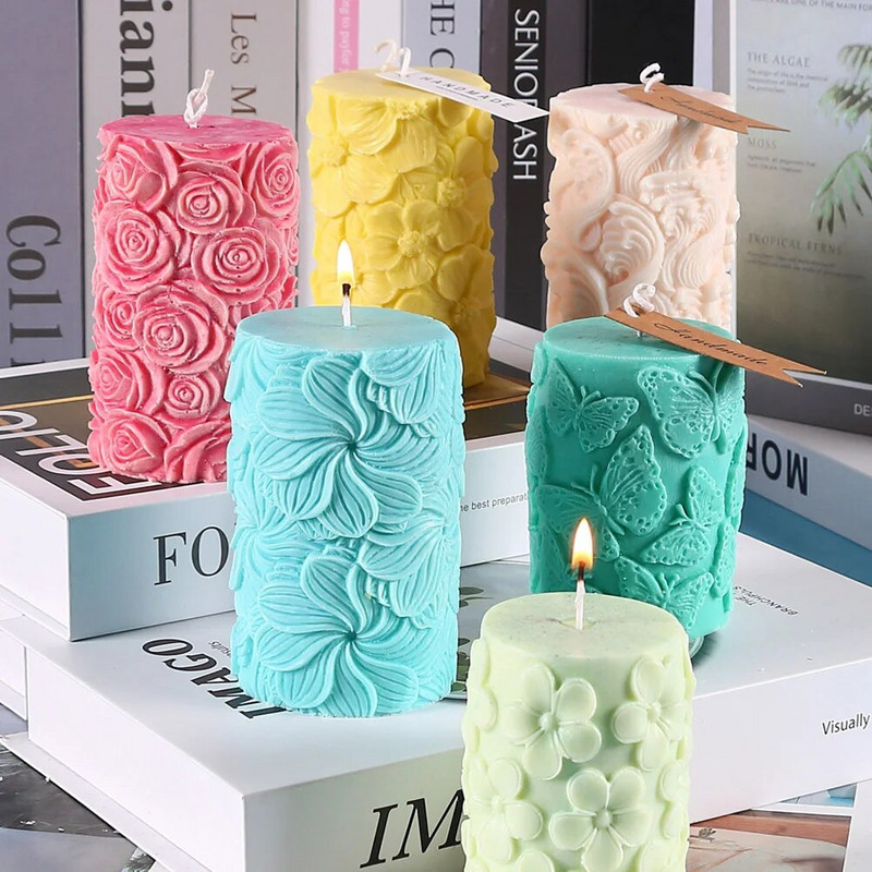 3D mustriga kolonni küünlavormid silikoonküünla vormi kolonn DIY aroomiteraapiaküünalde jaoks vaiguvalu valmistamiseks