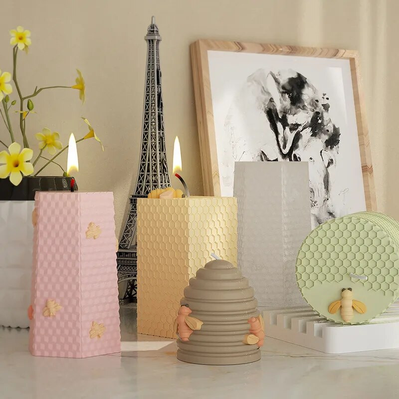 Silikona veidne svecēm 3D šūnveida raksts bišu aromterapijas ģipsis kristāla epoksīda sveķu ziepes ar rokām gatavotas amatniecības sveces dāvanas