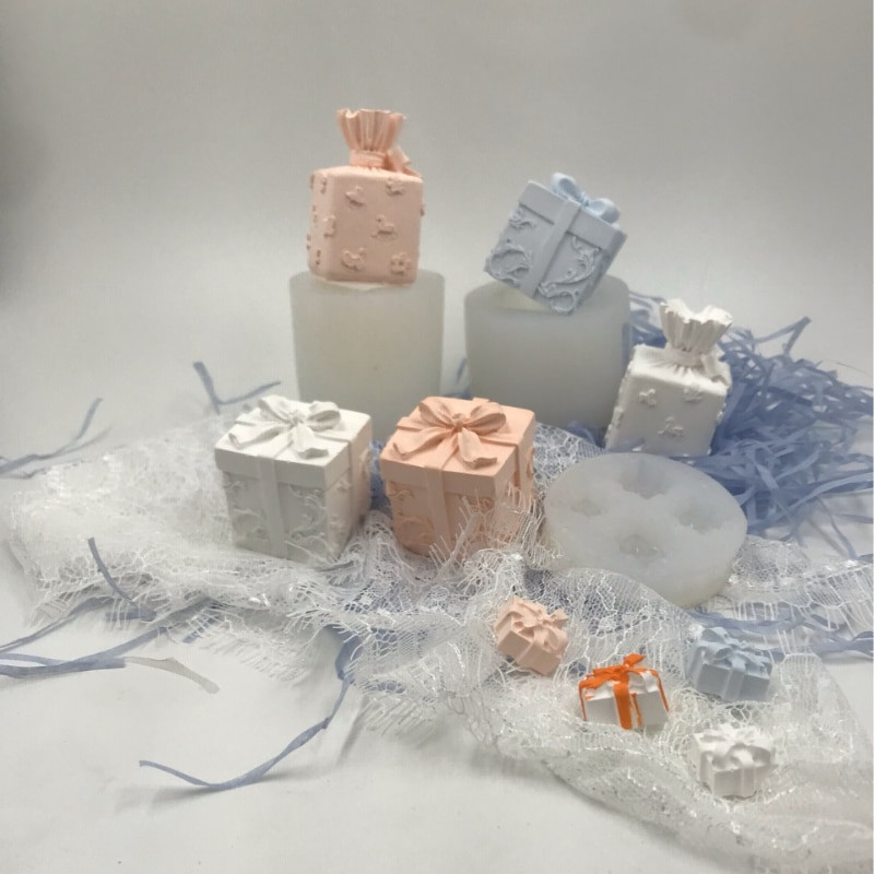 Ziemassvētku dāvanu kastīte sveču silikona veidne Bowknot dāvanu kastīte aromterapijas sveces ģipša sveķu veidne DIY sveču izgatavošana pelējuma ziepju veidne