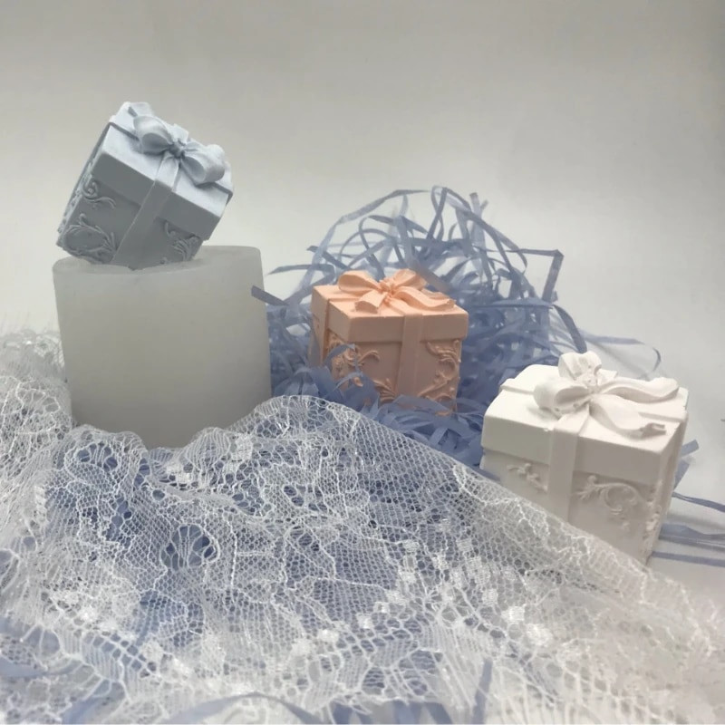 Ziemassvētku dāvanu kastīte sveču silikona veidne Bowknot dāvanu kastīte aromterapijas sveces ģipša sveķu veidne DIY sveču izgatavošana pelējuma ziepju veidne