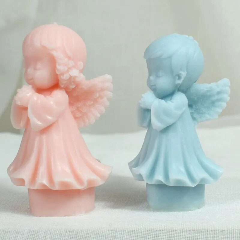 Spārnota eņģeļa silikona sveču veidne DIY zēns meitene ziepju sveķu ģipša izgatavošanas rīks cilvēka šokolādes cepšanai kūka veidne rakstāmgalda dekors