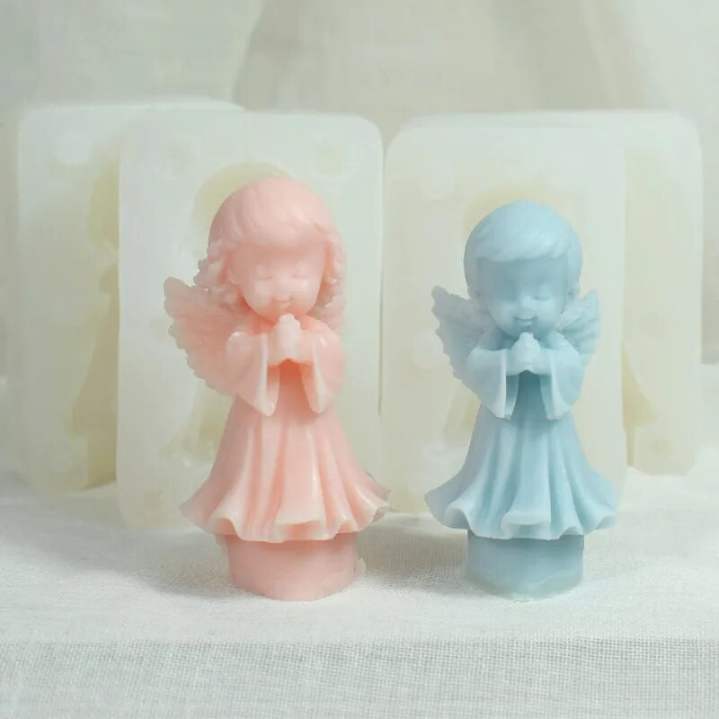 Spārnota eņģeļa silikona sveču veidne DIY zēns meitene ziepju sveķu ģipša izgatavošanas rīks cilvēka šokolādes cepšanai kūka veidne rakstāmgalda dekors