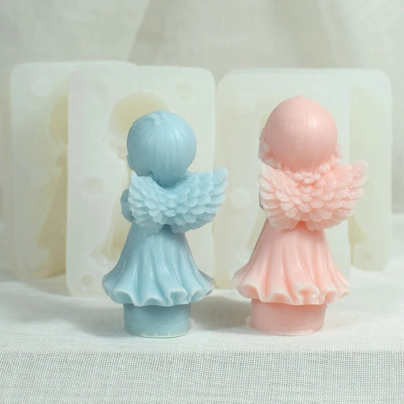 Spārnota eņģeļa silikona sveču veidne DIY zēns meitene ziepju sveķu ģipša izgatavošanas rīks cilvēka šokolādes cepšanai kūka veidne rakstāmgalda dekors