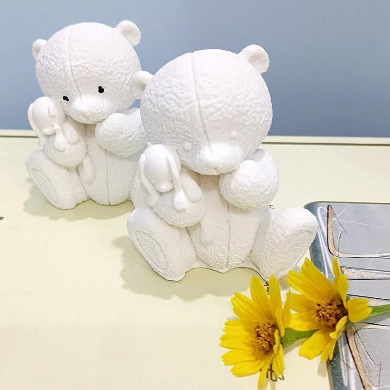 3D lāča apskāviena rotaļlieta silikona sveces veidne DIY karikatūra lāča ziepju ģipša sveķu izgatavošanas rīks roku darbs šokolādes ledus kubiņu cepšanai