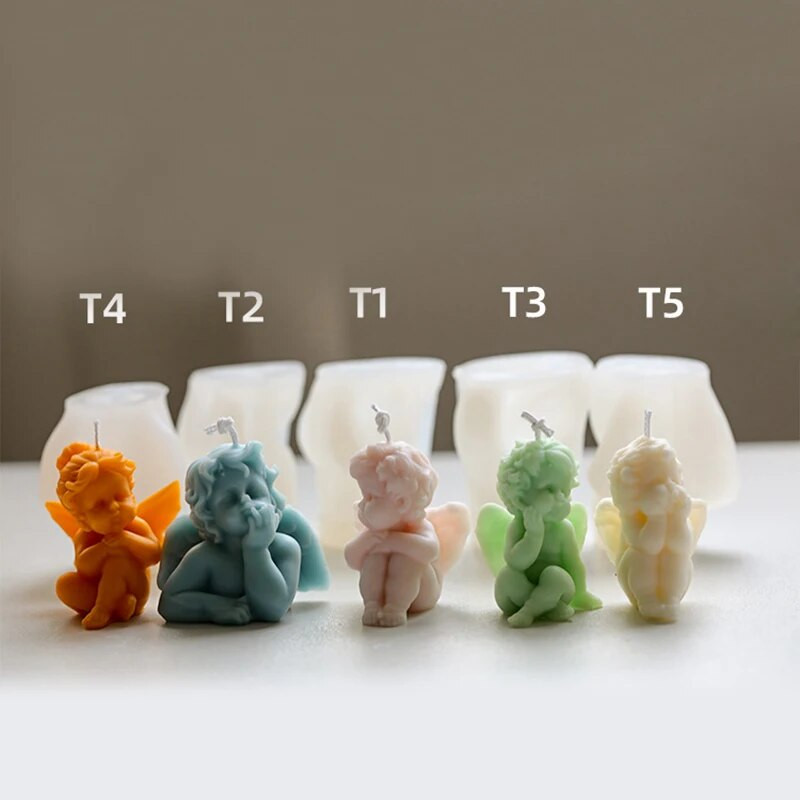 3D angyalpenész illatos gyertya szilikon szárnyas kreatív kézzel készített szappan gyanta torta csokoládé dísz barkács penész agyag kellékek