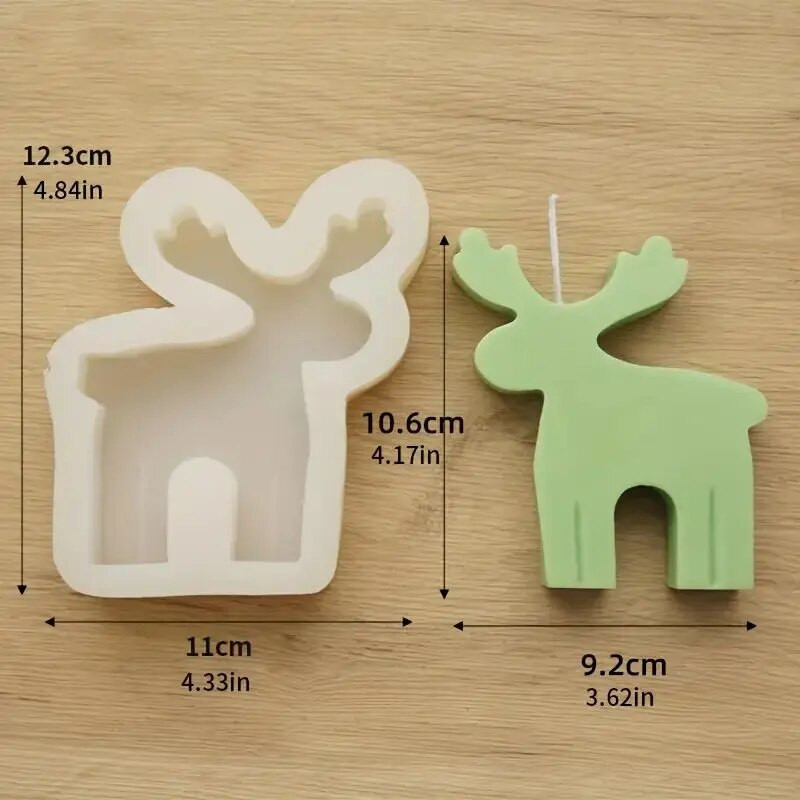 1 gab caurspīdīga Ziemassvētku aļņa silikona veidne sveču izgatavošanai, šokolādes veidošanai, cepšanai, roku darbs