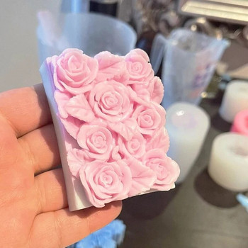 3D роза Правоъгълна форма за сапун Силиконови цветя Форма за приготвяне на сапун Ръчно изработена торта Шоколадови десерти Форма за печене на свещи Консумативи за занаяти