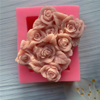 Τρισδιάστατο τριαντάφυλλο ορθογώνιο καλούπι σαπουνιού Λουλούδια σιλικόνης Σαπούνι παρασκευής καλουπιών χειροποίητο κέικ σοκολάτας Επιδόρπιο φόρμα ψησίματος κερί προμήθειες χειροτεχνίας