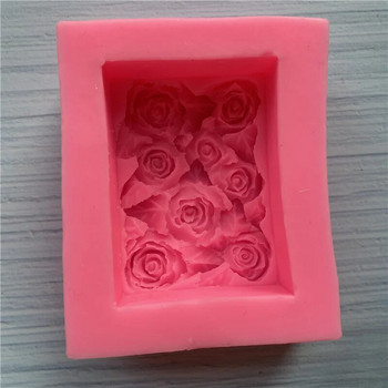 3D роза Правоъгълна форма за сапун Силиконови цветя Форма за приготвяне на сапун Ръчно изработена торта Шоколадови десерти Форма за печене на свещи Консумативи за занаяти