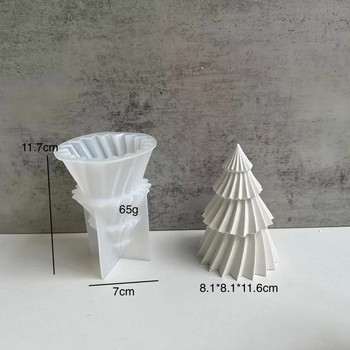 3D геометрична въртяща се борова силиконова форма за свещи Направи си сам Коледна елха Консумативи за правене на свещи Форма за сапунена смола Подаръци Занаяти Домашен декор