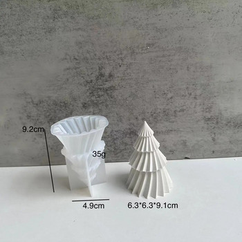 3D геометрична въртяща се борова силиконова форма за свещи Направи си сам Коледна елха Консумативи за правене на свещи Форма за сапунена смола Подаръци Занаяти Домашен декор