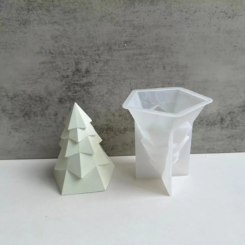 3D geometrinis besisukantis pušies silikoninis žvakių formelis „pasidaryk pats“ Kalėdų eglutės žvakių gaminimo reikmenys Muilo dervos formos Dovanos Amatai Namų dekoras