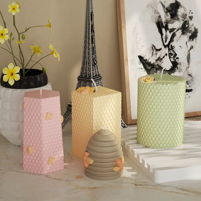 3D bišu strops silikona sveču veidne DIY šūnveida aromātiskais apmetums ziepju kūka cepšanas veidne sveču izgatavošanas piederumi mājas mākslas dekorēšanai