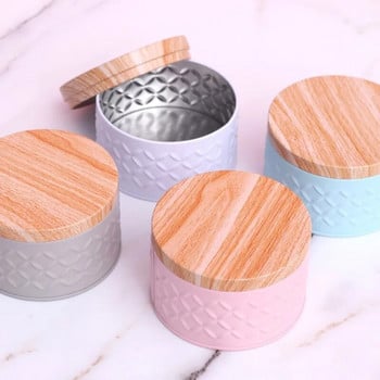 Στρογγυλό άδειο σιδερένιο κουτί 1 τεμ. με καπάκι ξύλινο κουτί αποθήκευσης καραμελών Diy Candle Making Jar Candle Making Supplies Sealing Wax Diy Pink