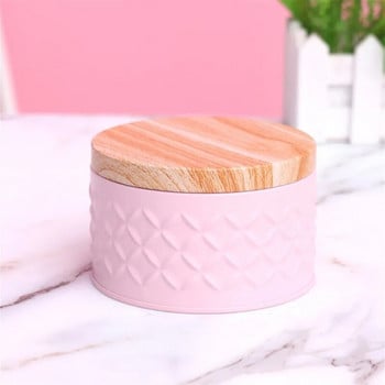 Στρογγυλό άδειο σιδερένιο κουτί 1 τεμ. με καπάκι ξύλινο κουτί αποθήκευσης καραμελών Diy Candle Making Jar Candle Making Supplies Sealing Wax Diy Pink