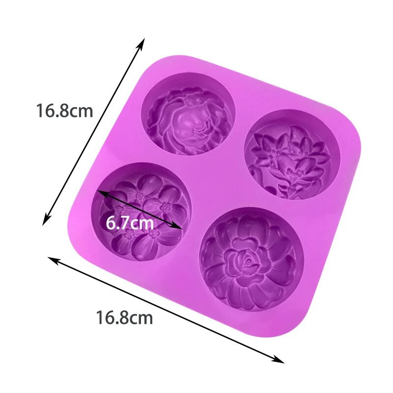 4 dažādas ziedu ziepju veidnes ar rokām darinātas ziedu formas šokolādes kūkas cepšanas veidnes silikona veidnes amatniecībai 3D ziepju gatavošanas komplekts