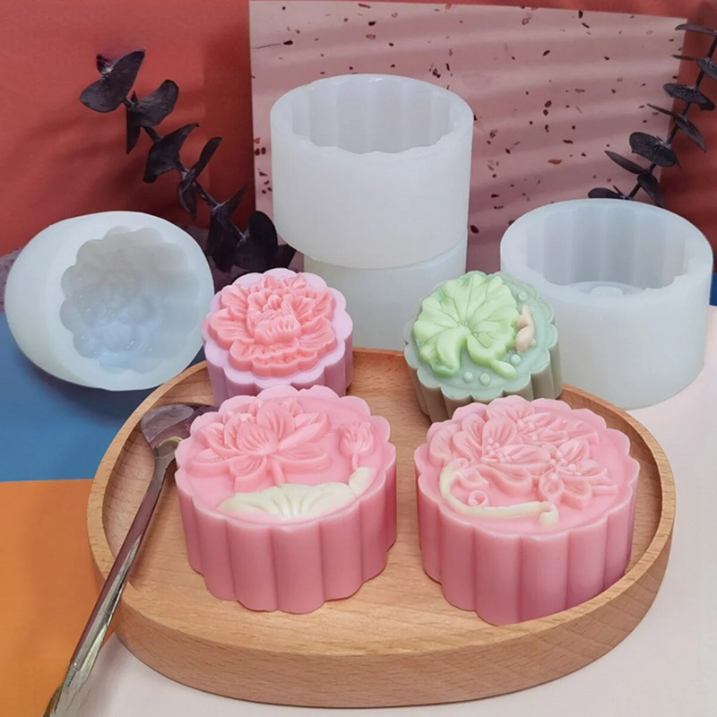 Lotoso gėlių augalo lapų silikono muilo formos bijūnų žvakės dervos gipso formos šokolado pyrago formelės namų dekoras rudens vidurio dovanos