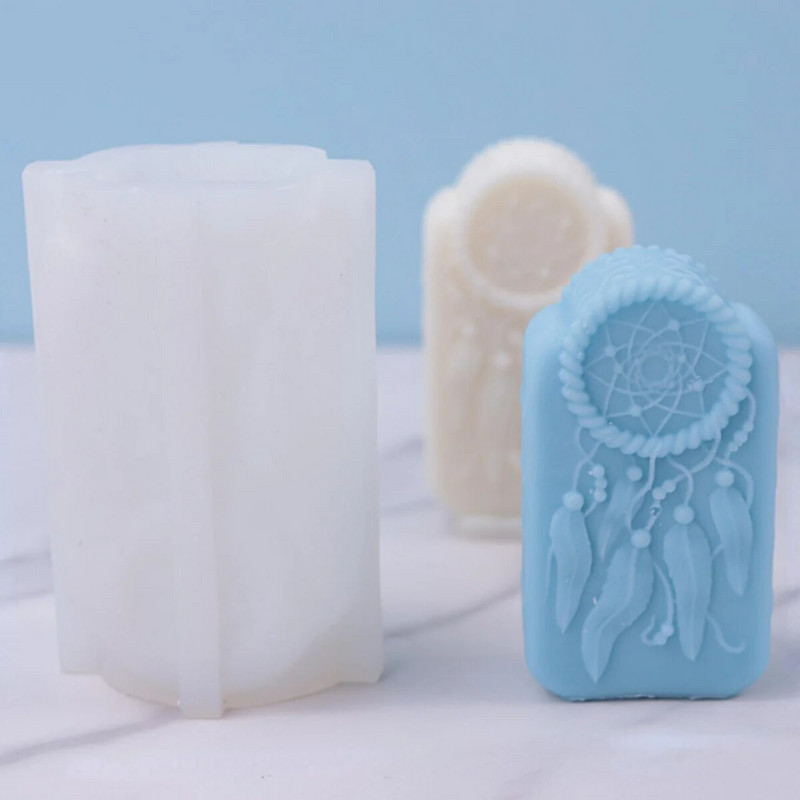 Dream Catcher Stone Stele Silikoonist seebist valuvormi leevendav sulgede ristkülikukujuline küünla vaik krohv kristallvorm Kodusisustus käsitsi kingitus