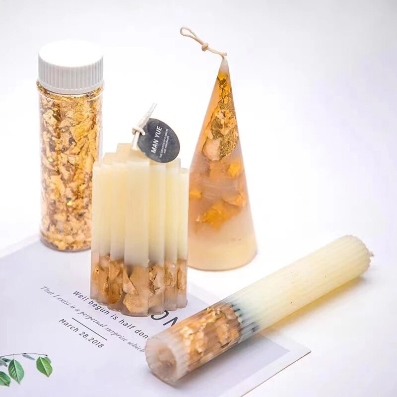 3g Aranyutánzat Sliver Réz Fólia flitterek Csillogó Fólia Papír Aranyozáshoz Barkácsolás Nail Art Gyertyakészítés Epoxigyanta töltő dekor