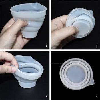 50-500 мл сгъваема силиконова мерителна чаша Мултиспец преносим контейнер за течности Силиконова чаша за смесване за правене на бижута от свещи Направи си сам