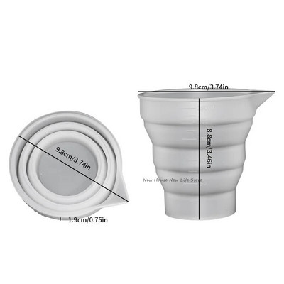 50-500 ml salokāms silikona mērtrauks Multi-Spec pārnēsājams šķidruma konteiners silikona maisīšanas krūze sveču rotaslietu izgatavošanai.