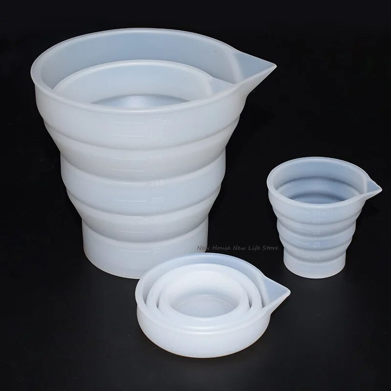 50-500 ml salokāms silikona mērtrauks Multi-Spec pārnēsājams šķidruma konteiners silikona maisīšanas krūze sveču rotaslietu izgatavošanai.