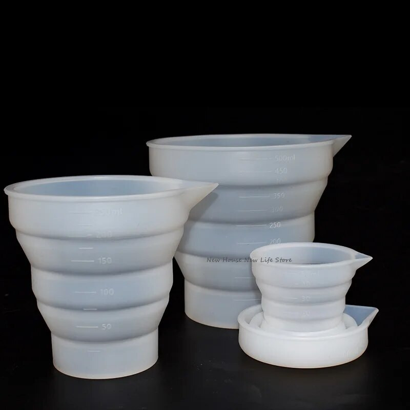 50-500 ml salokāms silikona mērtrauks Multi-Spec pārnēsājams šķidruma konteiners silikona maisīšanas krūze sveču rotaslietu izgatavošanai.