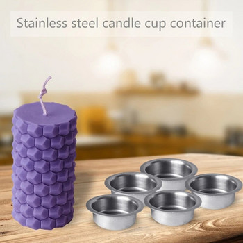 5 бр. Луксозна чаша за свещи Буркан Контейнер за съхранение Поставка за чаена свещ от неръждаема стомана