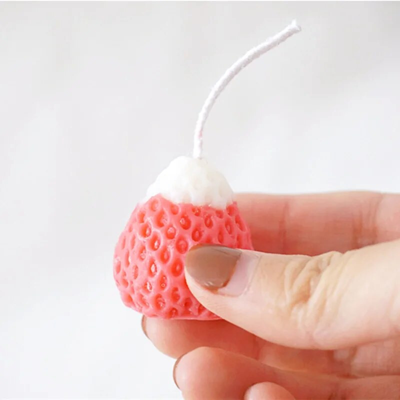 3D braškių žvakių silikoninė forma Rankų darbo aromaterapinė žvakių vaško forma Fondant šokolado dervos formos namų rankų darbo dekoras