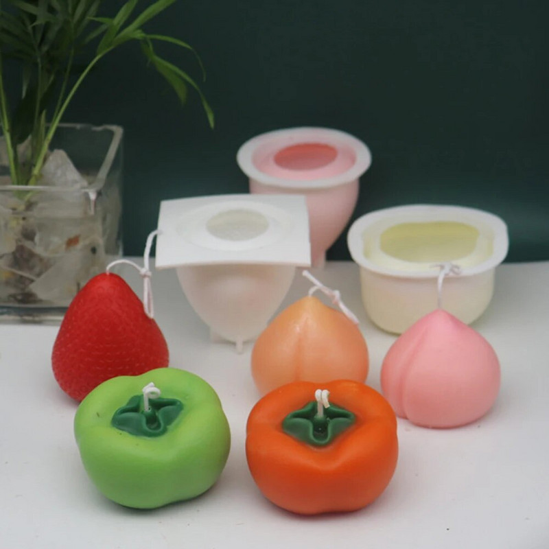 3D braškių žvakių silikoninė forma Rankų darbo aromaterapinė žvakių vaško forma Fondant šokolado dervos formos namų rankų darbo dekoras