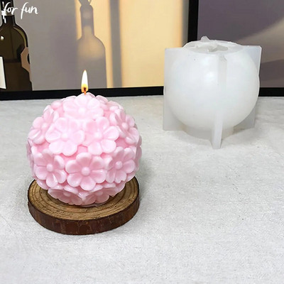 За забавление Six Petal Flower Ball Candle Silicone Molds Направи си сам Candles Mold 3D Mold for Resin Handmade Making Decoration Ornament