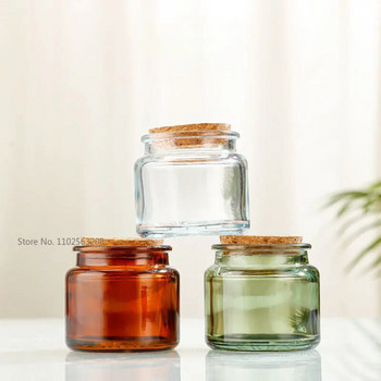 Κεχριμπάρι γυάλινα βάζα κεριών με άδειο στρογγυλό βάζο καλλυντικών για DIY Aromatherapy Wax Melts Candles Salve Lotion Cream Storage