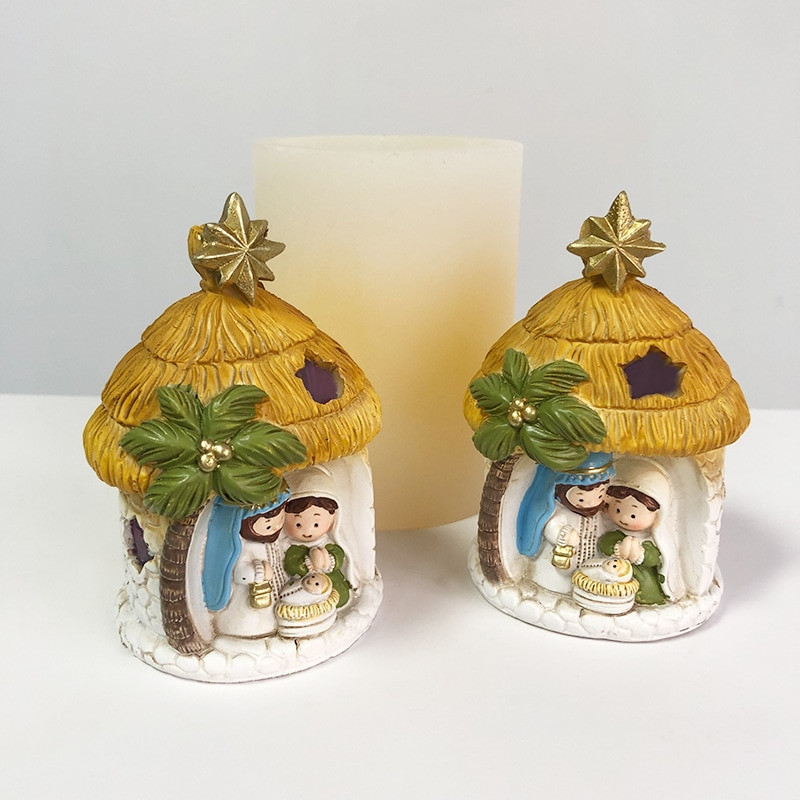 Ziemassvētku reljefs silikona veidne rokām darinātai sveču ģipša ziepju epoksīda sveķu šokolādes dekorēšanai ģipša ledus DIY cepšanas veidnei