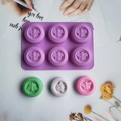 DIY apļveida bišu silikona ziepju veidne ar rokām darināta sveču izgatavošanas komplekts 3D lapu bišu formas šokolādes konditorejas izstrādājumu kūkas dekorēšanai cepšanas rīki